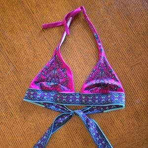 Victoria's Secret Pink and Teal Patterned Bikini Top